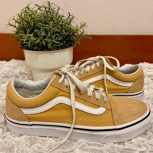 Vans Old Skool Low Sneaker Lace Skater Shoes Suede Unisex Yellow Men 5.5 Women 7